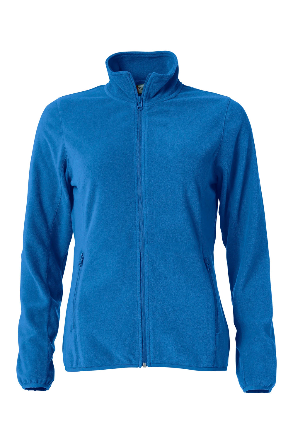 Royalblaue Fleecejacke mit Stehkragen und zwei Reissverschluss Seitentaschen