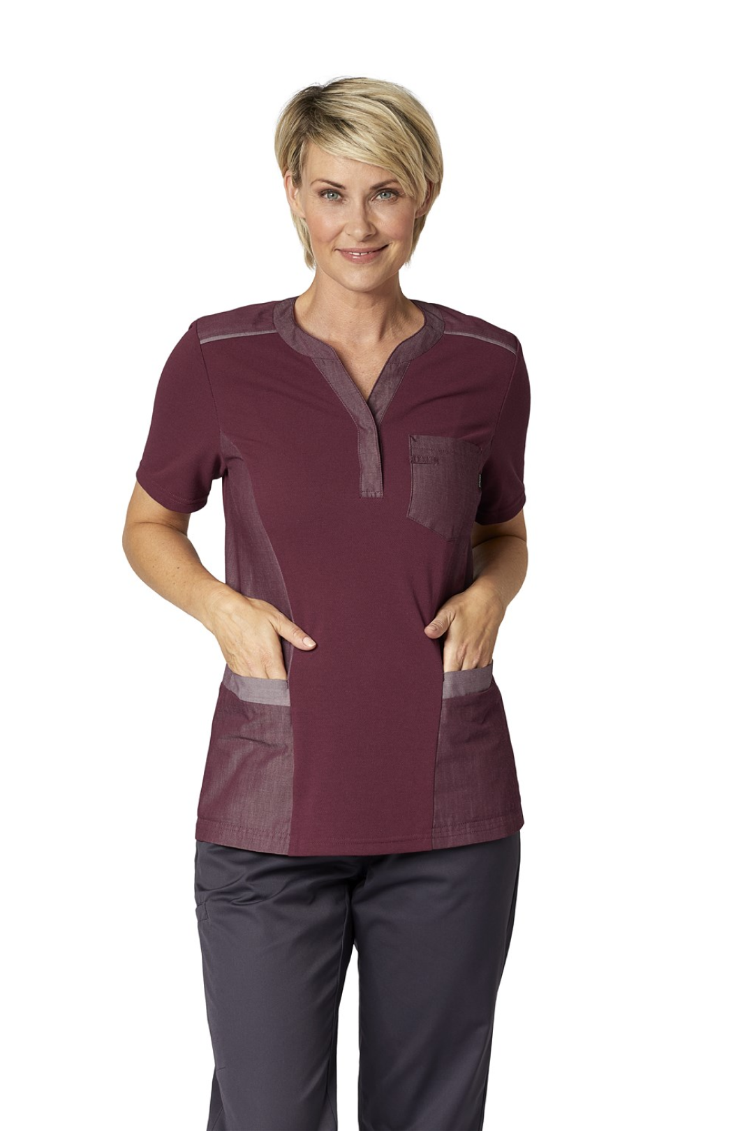 Damen Pique Shirt mit V-Ausschnitt