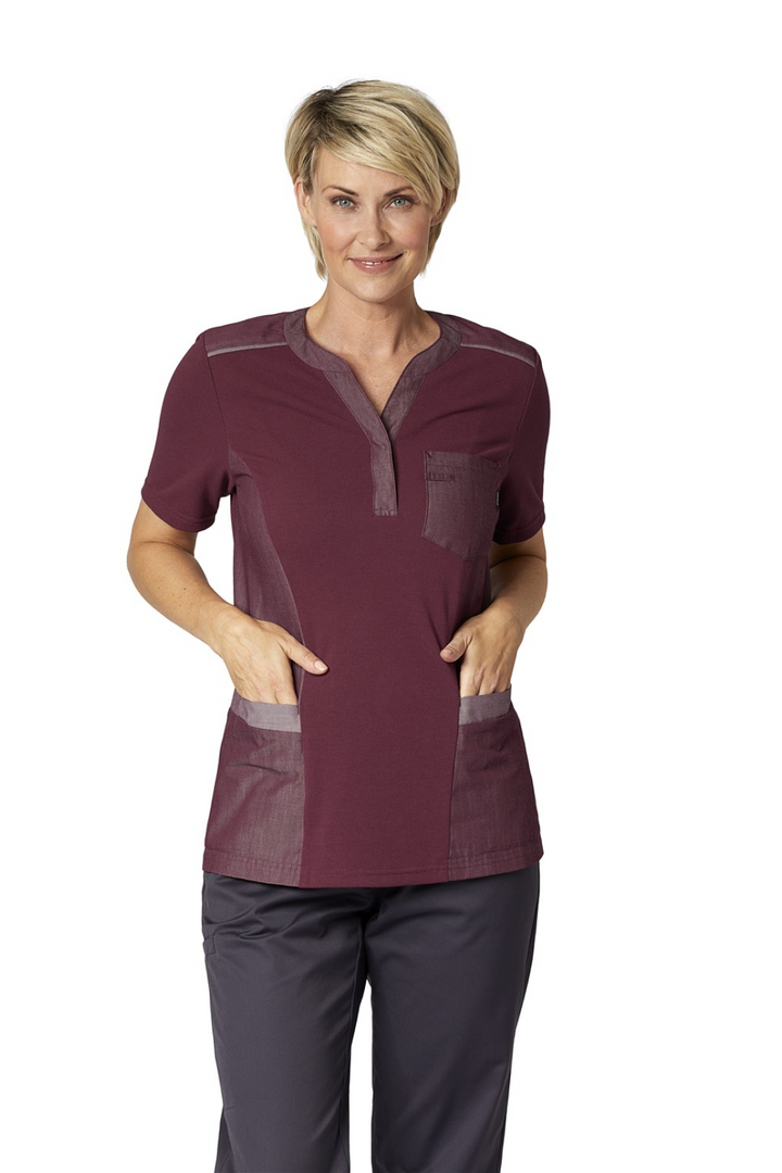 Damen Pique Shirt mit V-Ausschnitt