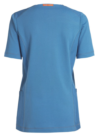 Damen Waffel Piqué Kasack Blau
