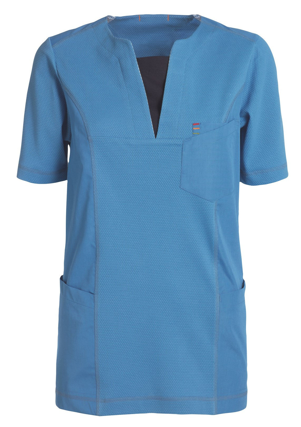 Damen Waffel Piqué Kasack Blau