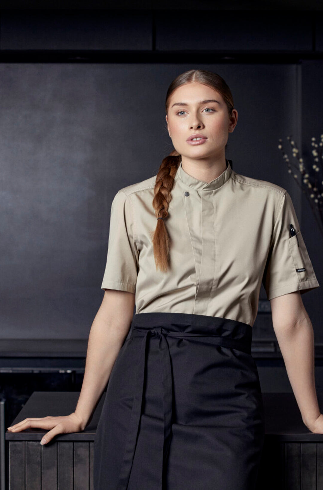 Koch-/Servicejacke Kurzarm Sand