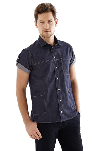 Unisex kurzarm Hemd - Denim