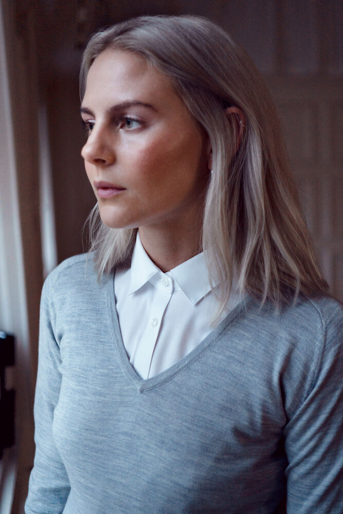 Strickpullover V-Neck Merino für Damen