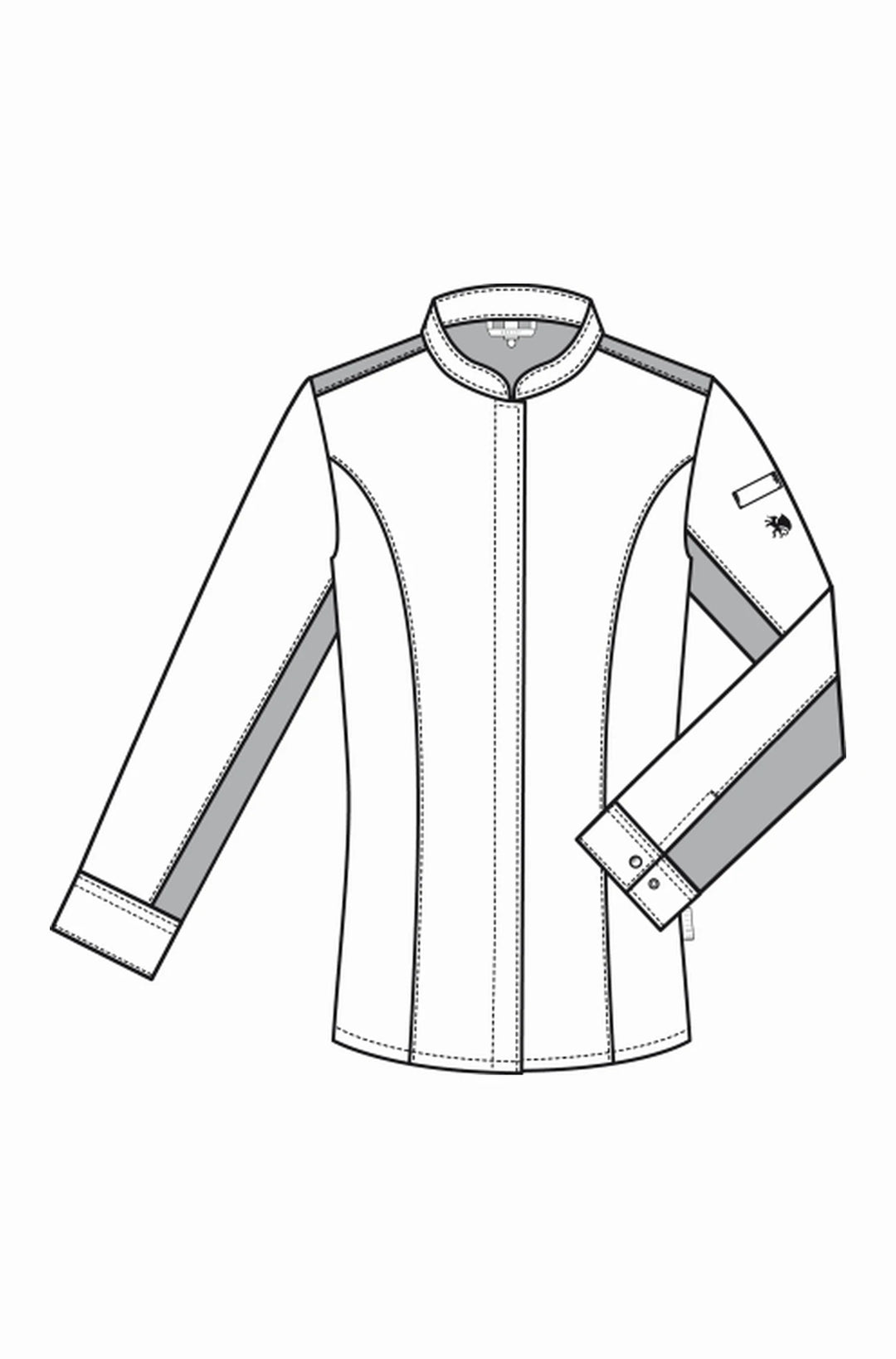 Damen Kochhemd mit Jerseyeinsatz