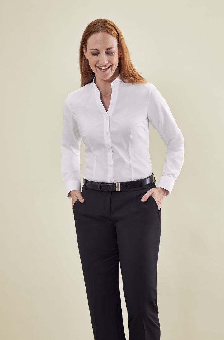 Damen Stehkragen Bluse