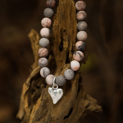 Armband mit echtem rotem picasso Jaspis und Herzanhänger