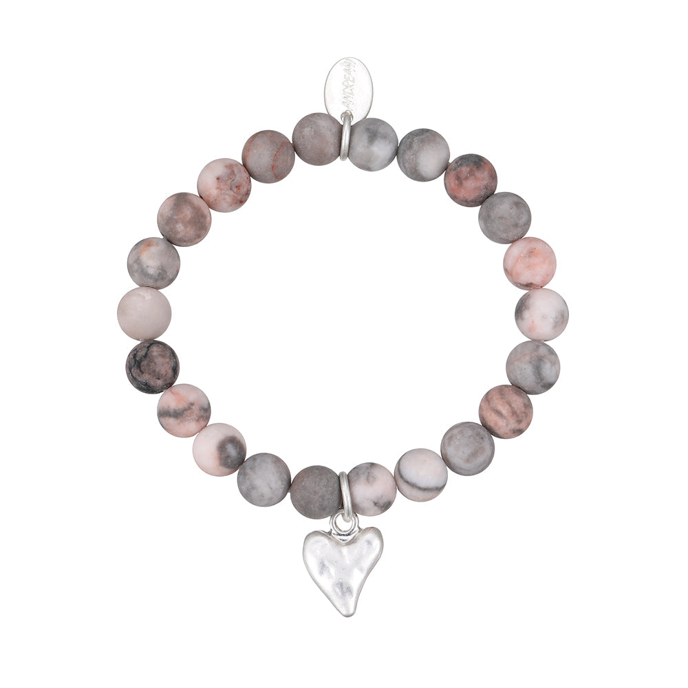 Armband mit echtem rotem picasso Jaspis und Herzanhänger