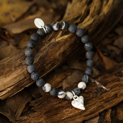 Armband mit echtem rotem picasso Jaspis und Herzanhänger