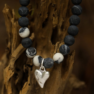 Armband mit echtem rotem picasso Jaspis und Herzanhänger