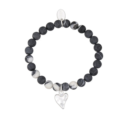 Armband mit echtem rotem picasso Jaspis und Herzanhänger