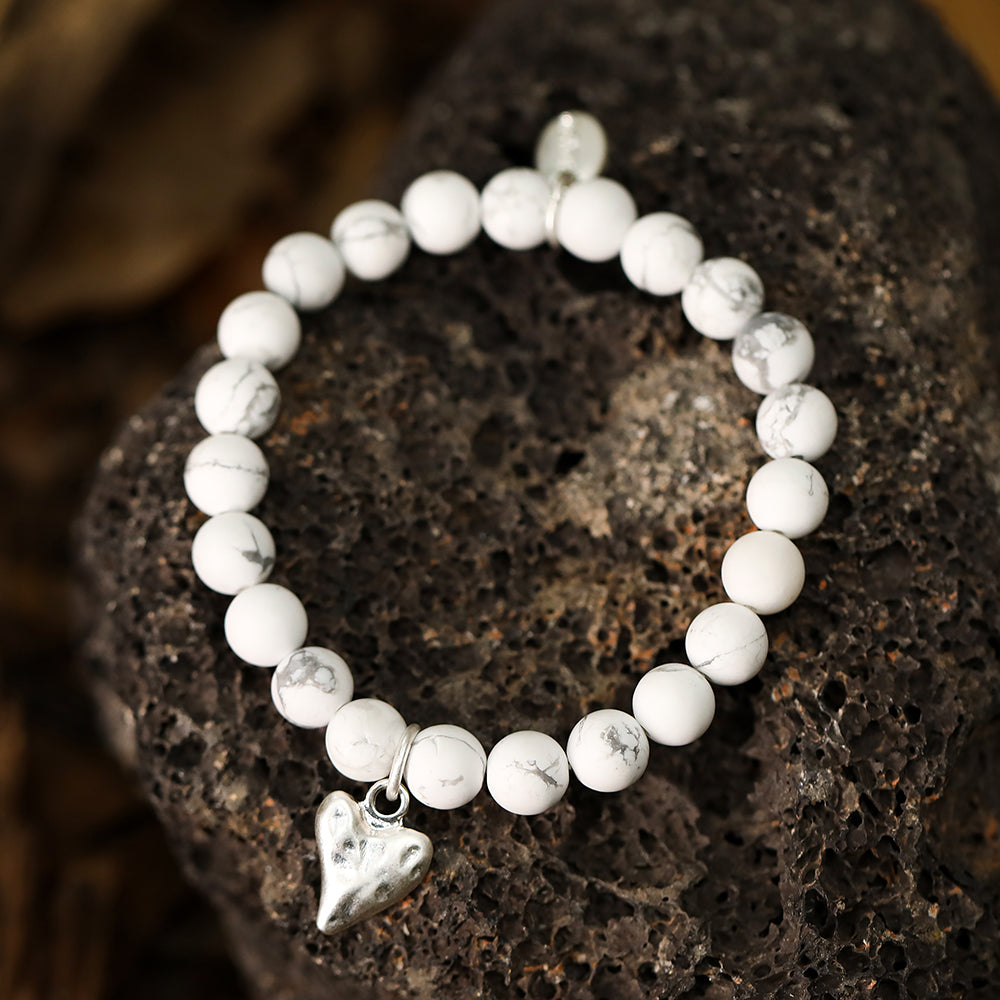 Armband mit echtem rotem picasso Jaspis und Herzanhänger