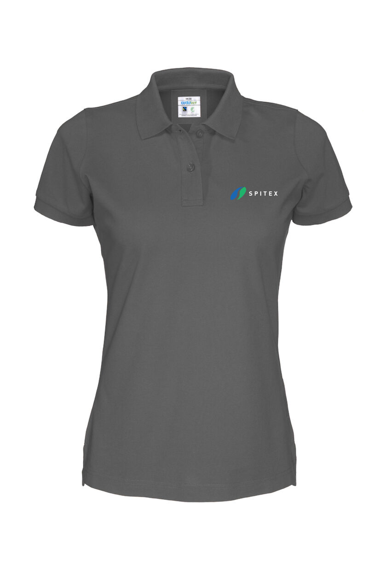 Stickerei "Spitex" Logo auf dunkles Poloshirt