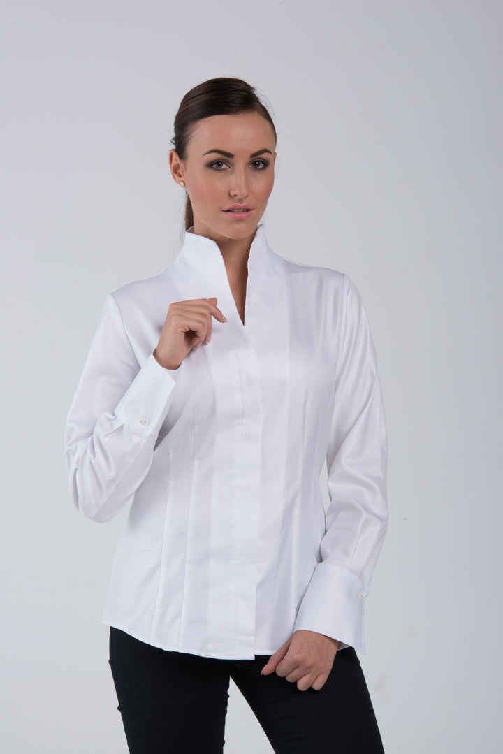 Elegante Damen Bluse Langarm mit Kelchkragen