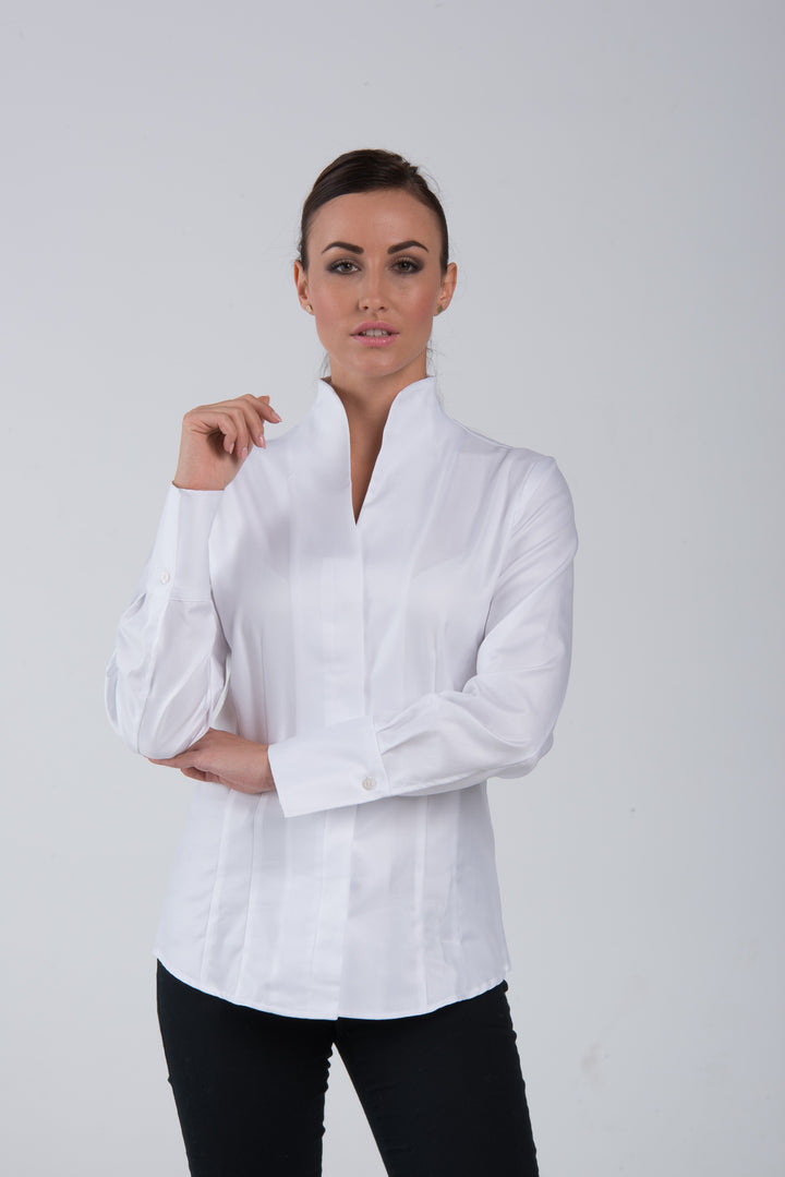 Elegante Damen Bluse Langarm mit Kelchkragen