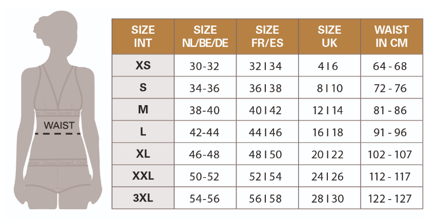 Masstabelle Damen Kochhose skinny stretch