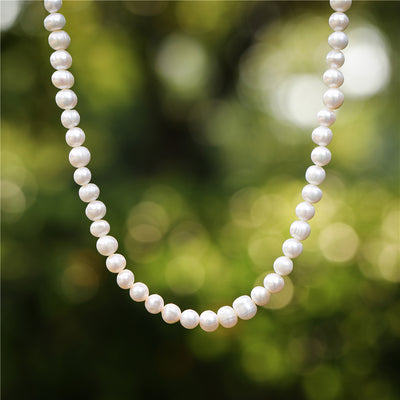 Perlenkette Perlendurchmesser: 8-9mm oval