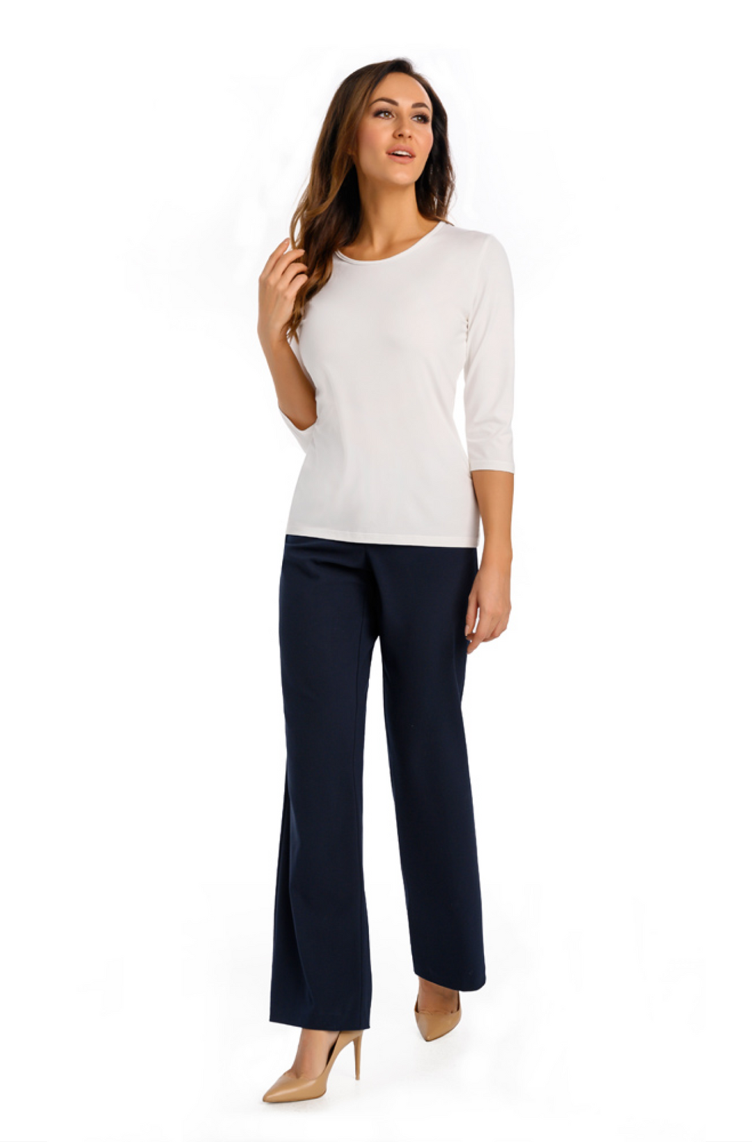 Damen Rundhals-Shirt 3/4 Arm