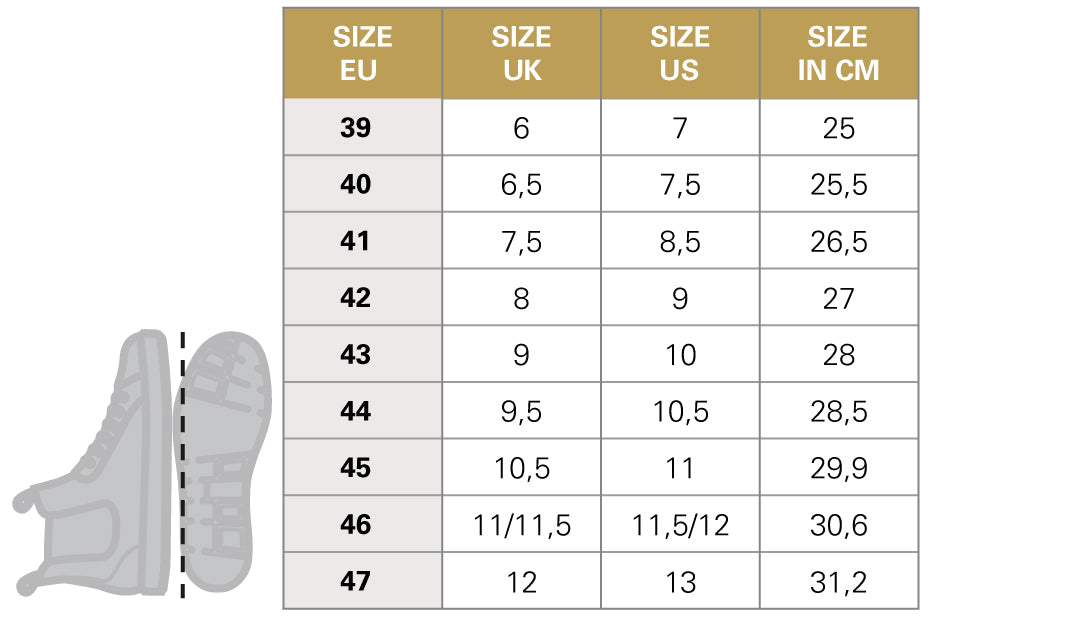 Masstabelle Michelin Technical Koch Schuhe Low