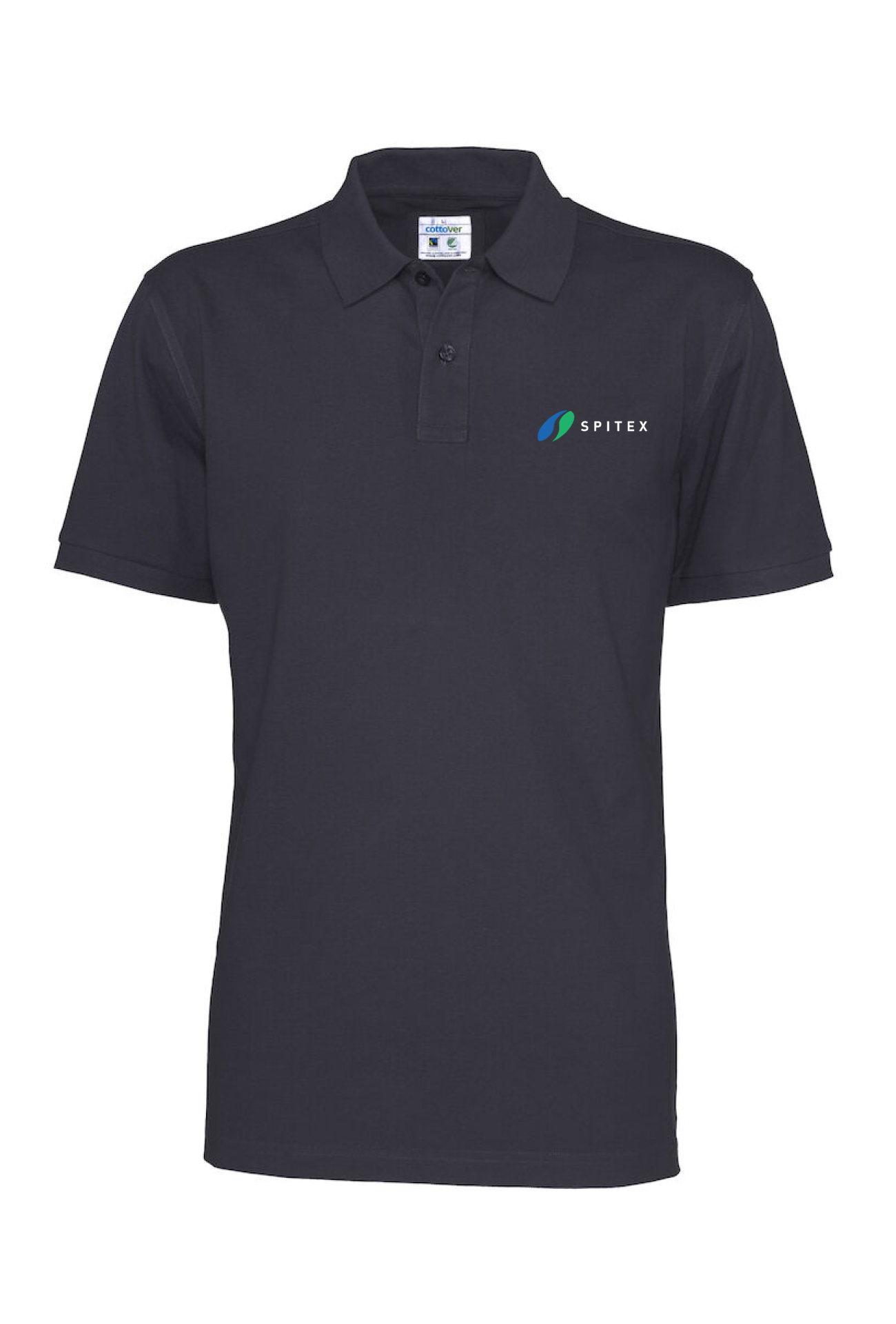 Stickerei "Spitex" Logo auf dunkles Poloshirt