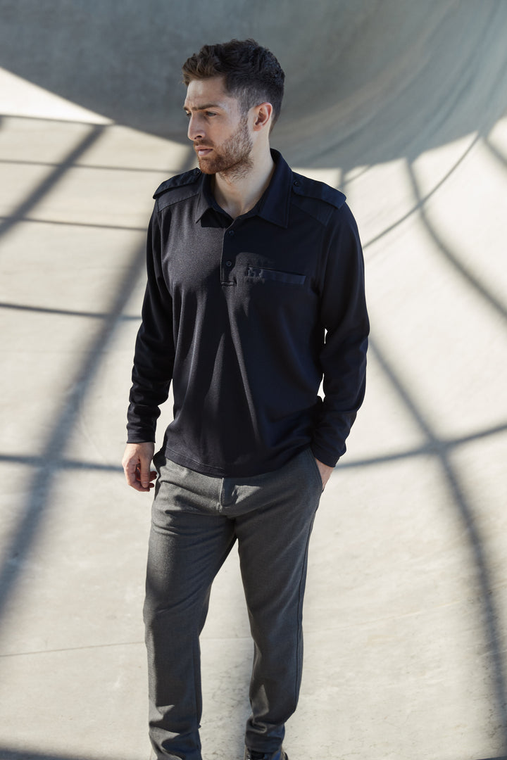 Herren Nato Langarm Polo Shirt Regular-Fit