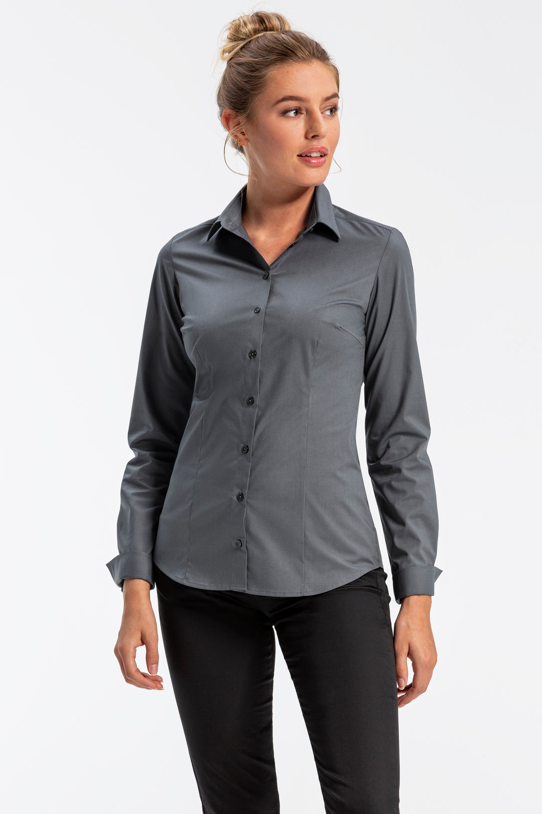 Business Damenbluse Slim Fit mit Kentkragen