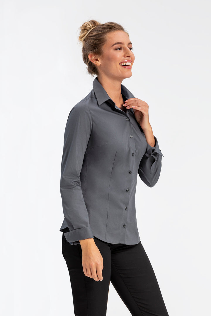 Business Damenbluse Slim Fit mit Kentkragen